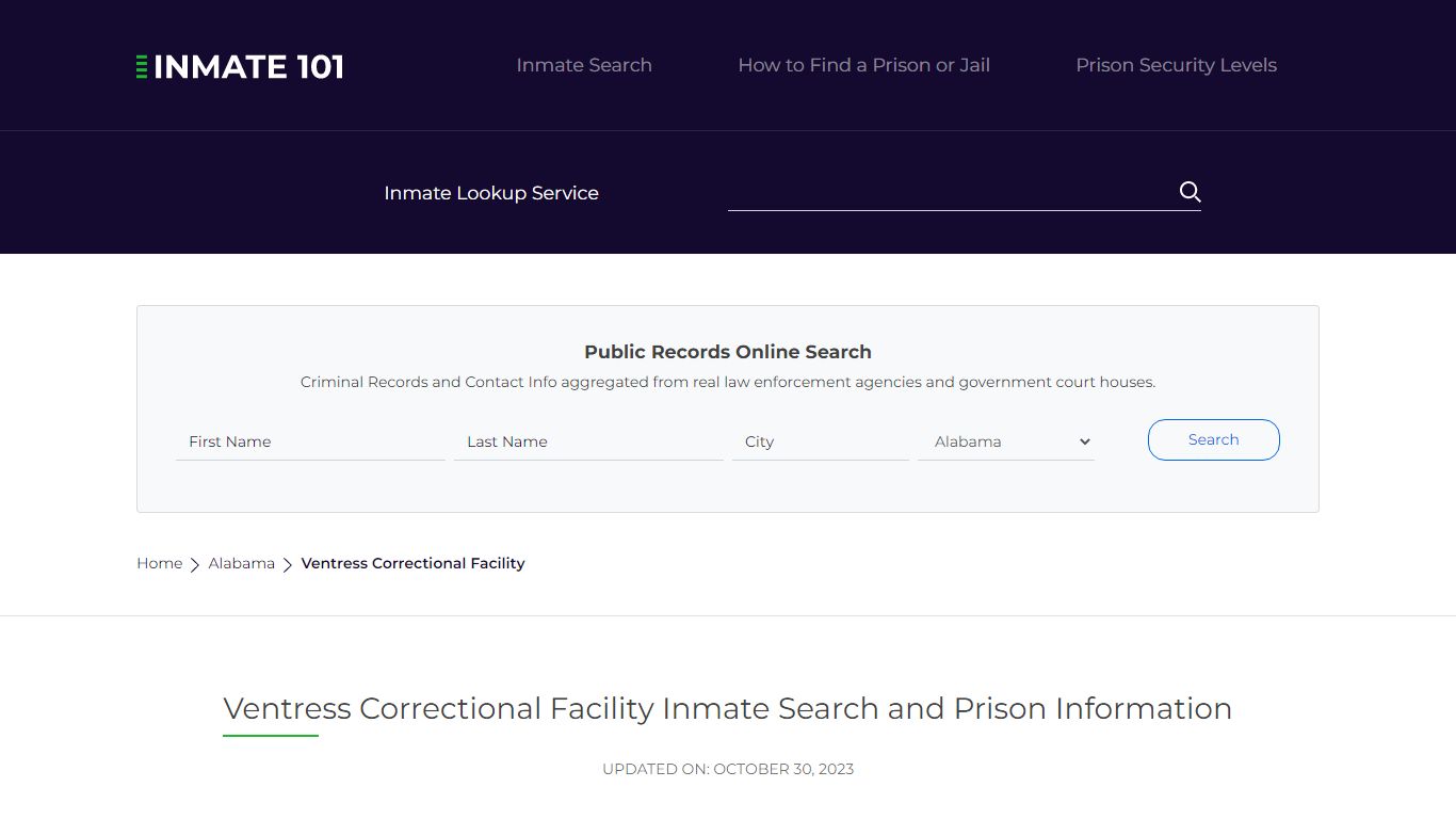 Ventress Correctional Facility Inmate Search, Visitation, Phone no ...
